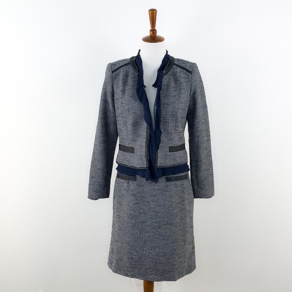 Etcetera Dresses & Skirts - Etcetera Blue Tweed Like Skirt and Jacket Set